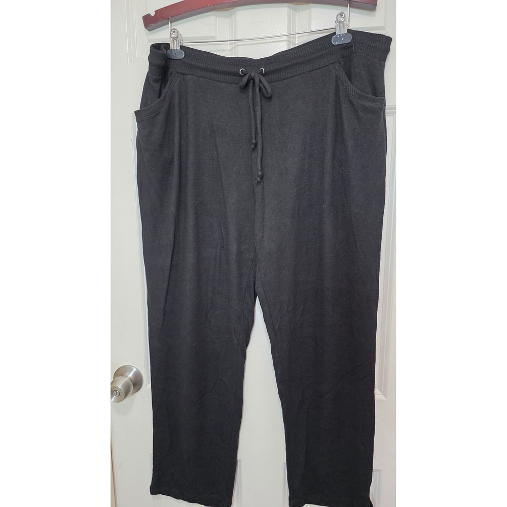 Weekends by‎ Chico's Knit Lounge Pants Womens Size 3 Black Drawstring Pockets